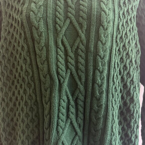Vintage Crystal-Kobe Green Cable Knit Sweater | Heavy Cotton Knit | Size L - Picture 8 of 8